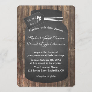 Invitación Boda de Jar Chalkboard único de Mason Rústica de m