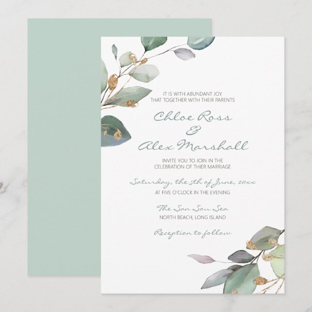 Invitación Boda de jardín acuarela (Anverso / Reverso)