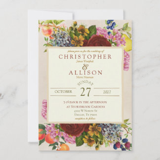 Invitación Boda de jardín botánico Florales y frutas