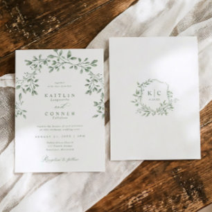Invitación Boda de Jardín Botánico Verde Salvia Elegante