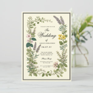 Invitación Boda de Jardín Botánico Vintage con Flores Silvest