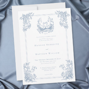 Invitación Boda de Jardín con Cresta de Cisne Azul Elegante V
