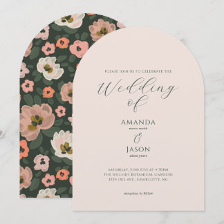 Invitación Boda de jardín con fiesta floral pintada romántica