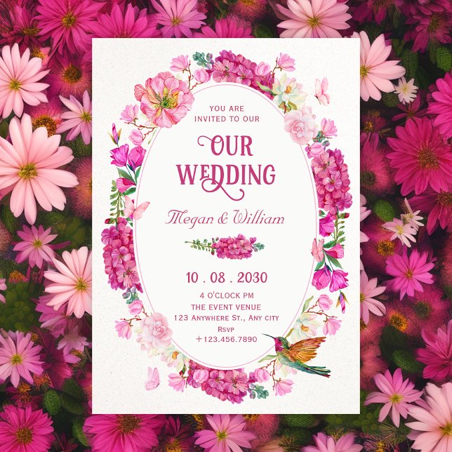 Invitación Boda de jardín con flores rosadas (Subido por el creador)
