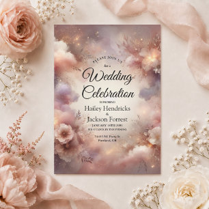 Invitación Boda de Jardín con Polvo de Estrellas y Rubor de C