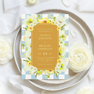 Invitación Boda de Jardín Cuadro Floral Amarillo Verde