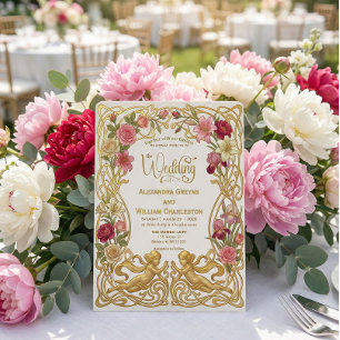 Invitación Boda de Jardín de Ángeles Románticos Barroco Vinta