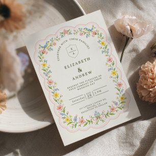 Invitación Boda de jardín de campo con cottage escalonado de 