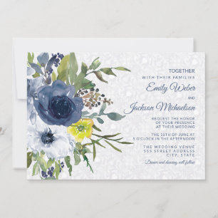 Invitación Boda de Jardín de Encaje y Floral Amarillo Blanco