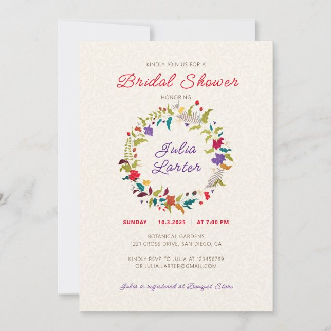 Invitación Boda de Jardín de Flores Exóticas Rosa Woods (Anverso)