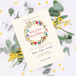 Invitación Boda de Jardín de Flores Exóticas Rosa Woods