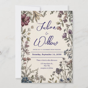Invitación Boda de Jardín de Flores Silvestres Botánicas Vint