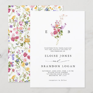 Invitación Boda de jardín de flores silvestres de primavera c