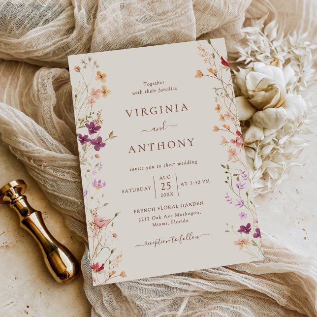 Invitación Boda de jardín de flores silvestres de primavera c (Subido por el creador)