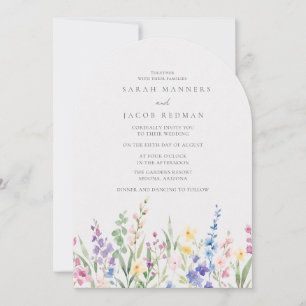 Invitación Boda de jardín de flores silvestres en acuarela