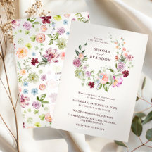 Boda de jardín de flores silvestres en acuarela