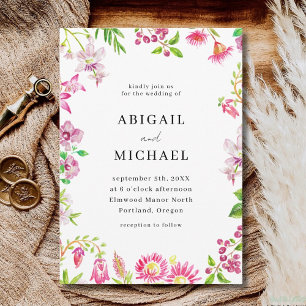 Invitación Boda de jardín de flores silvestres rosadas polvor