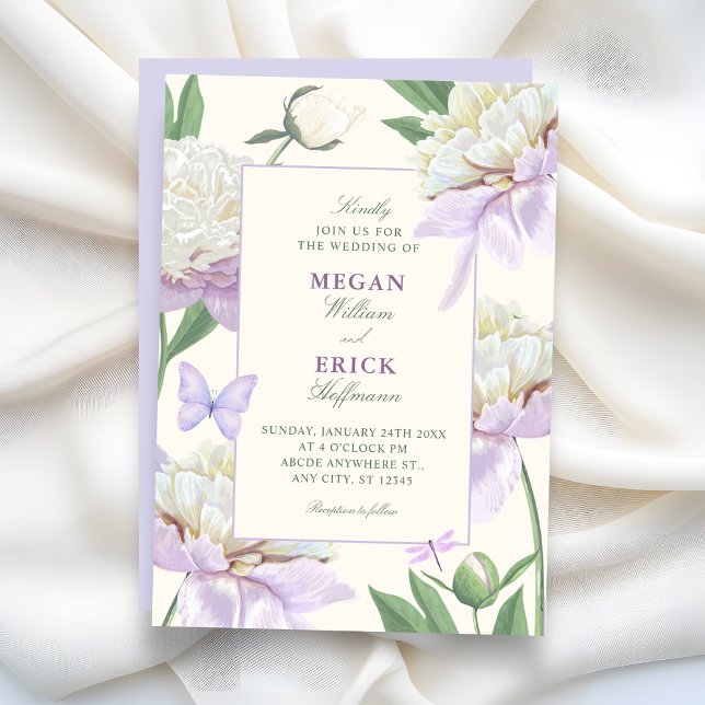 Invitación Boda de jardín de flores violetas púrpuras (Subido por el creador)