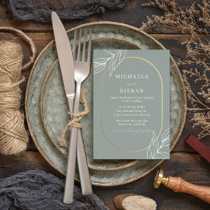 Invitación Boda de jardín de hojas verdes moderna
