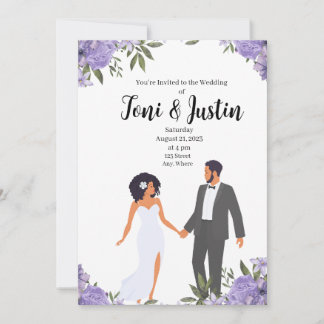 Invitación Boda de jardín de lavanda afroamericana