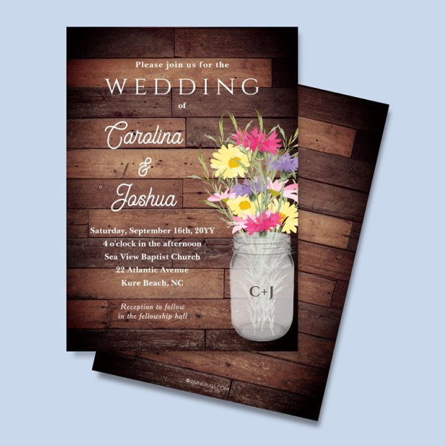 Invitación Boda de jardín de primavera en tarro de mason con  (Subido por el creador)