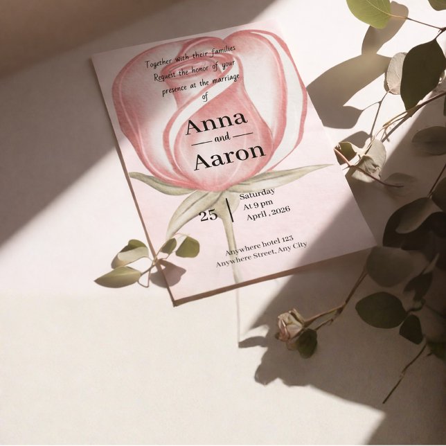Invitación Boda de Jardín de Rosa Pastel Primavera Verano (Subido por el creador)