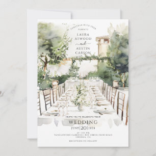 Invitación Boda de jardín de verano con acuarela