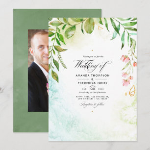 Invitación Boda de jardín de verde geométrico cristalino