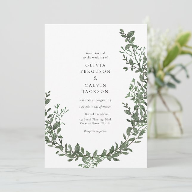 Invitación Boda de jardín de vinas verdes (Anverso de pie)