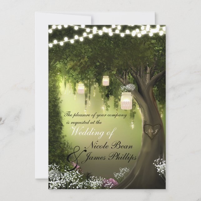 Invitación Boda de jardín del bosque encantado rústico del ro (Anverso)