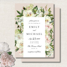 Boda de jardín elegante con peonía blanca sonrosad