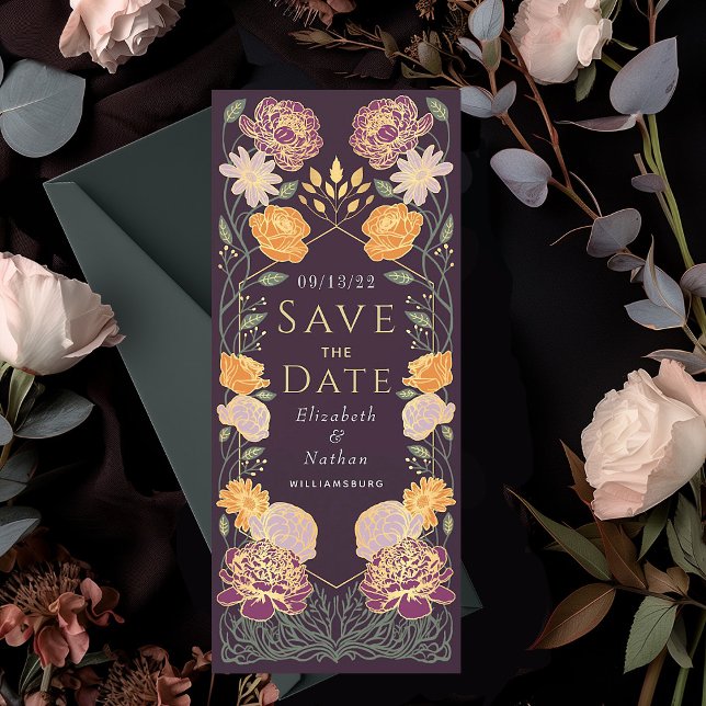 Invitación Boda de jardín encantada Salven la fecha púrpura (Subido por el creador)