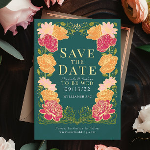 Invitación Boda de jardín encantada Salven la fecha verde