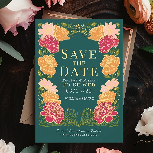 Invitación Boda de jardín encantada Salven la fecha verde (Subido por el creador)