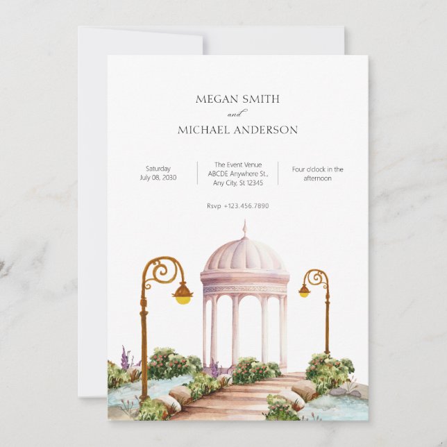 Invitación Boda de jardín estético (Anverso)