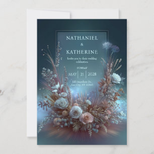 Invitación Boda de Jardín Etéreo Rosa de las Pampas Verde Agu