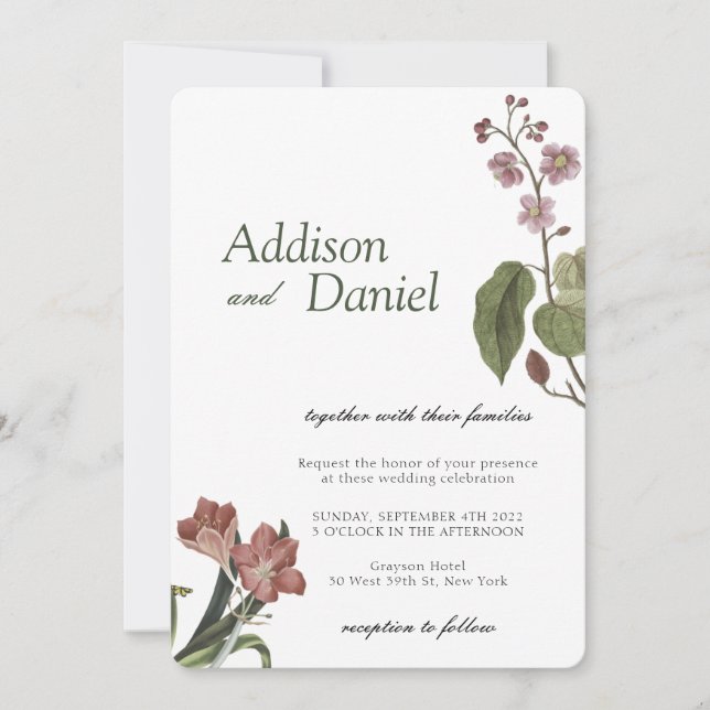 Invitación Boda de jardín floral (Anverso)