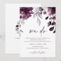 Boda de jardín floral acuarela ciruela púrpura