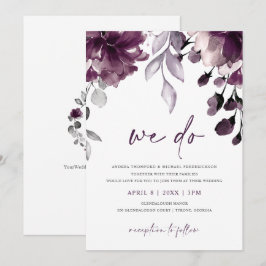 Invitación Boda de jardín floral acuarela ciruela púrpura
