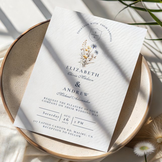 Invitación Boda de Jardín Floral Azul Rústico (Subido por el creador)