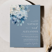 Boda de jardín floral blanco azul polvoriento