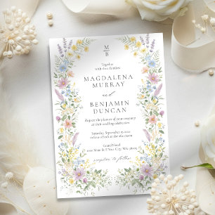 Invitación Boda de jardín floral de acuarela de flores silves