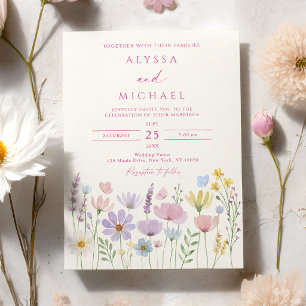 Invitación Boda de Jardín Floral de Flor Silvestre de Primave