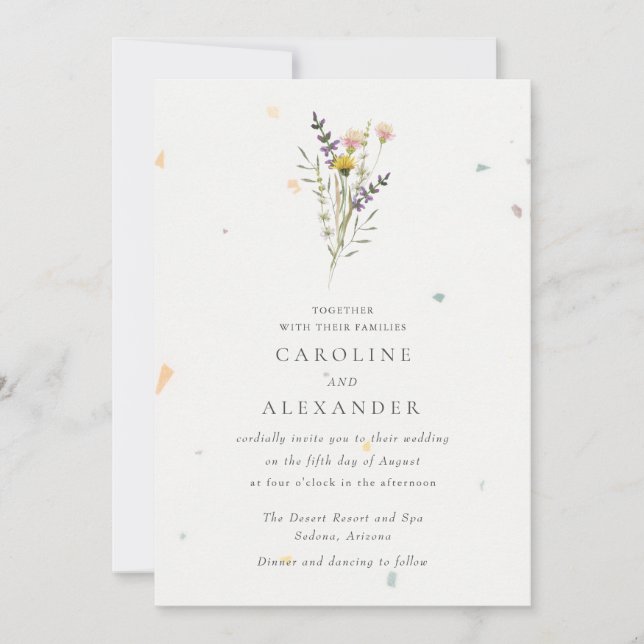 Invitación Boda de Jardín Floral de Flores Silvestres (Anverso)