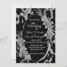 Boda de Jardín Floral de Oval blanco y negro
