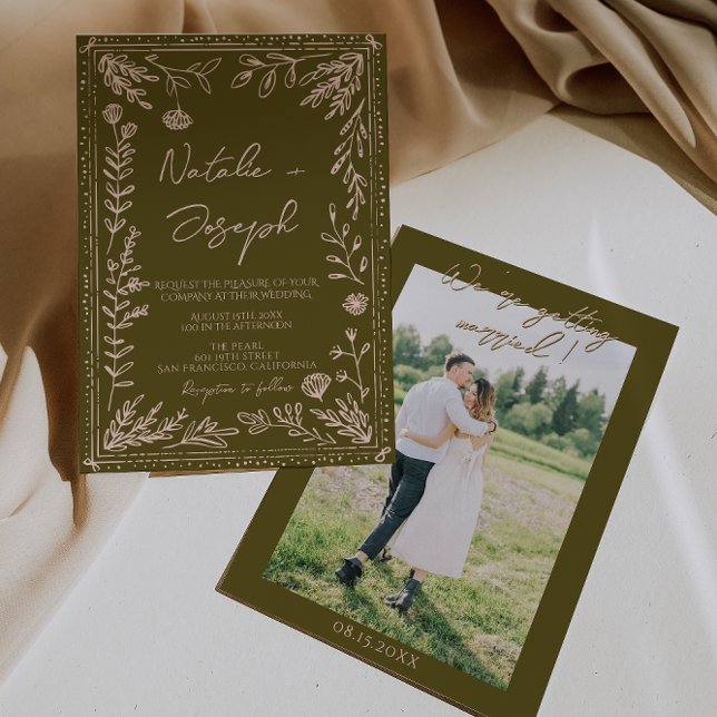Invitación Boda de jardín floral de praderas dibujadas a mano (Subido por el creador)
