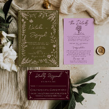 Boda de jardín floral de praderas dibujadas a mano