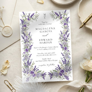 Invitación Boda de jardín floral de rosa lavanda púrpura vint