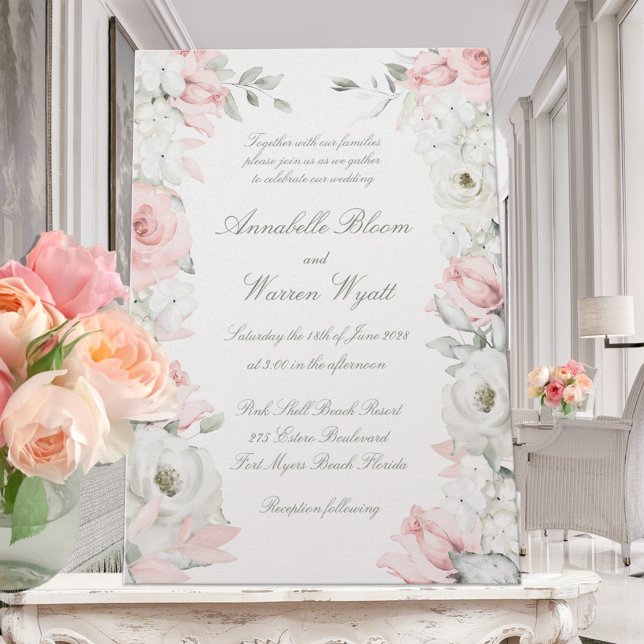 Invitación Boda de jardín floral de Rubor & White Roses (Subido por el creador)