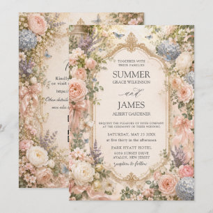 Invitación Boda de Jardín Floral Inglés Regencia QR RSVP